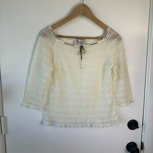 Beate Heyman blouse 3/4 sleeve sheer size 42 Small